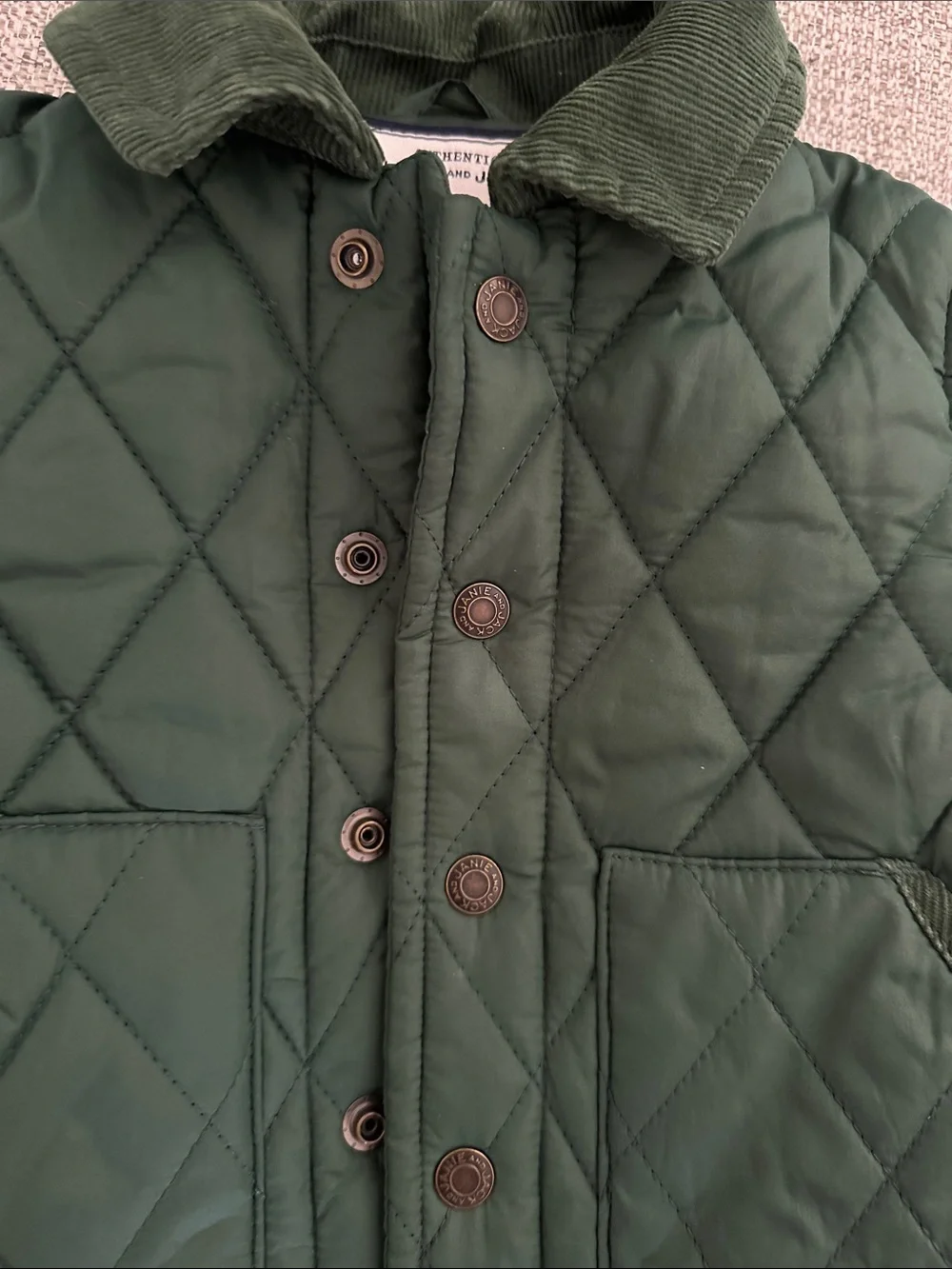 Janie and Jack quilted jacket with corduroy collar